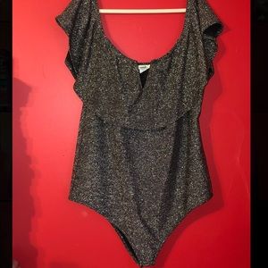 Plus Size Gray Sparkly Bodysuit